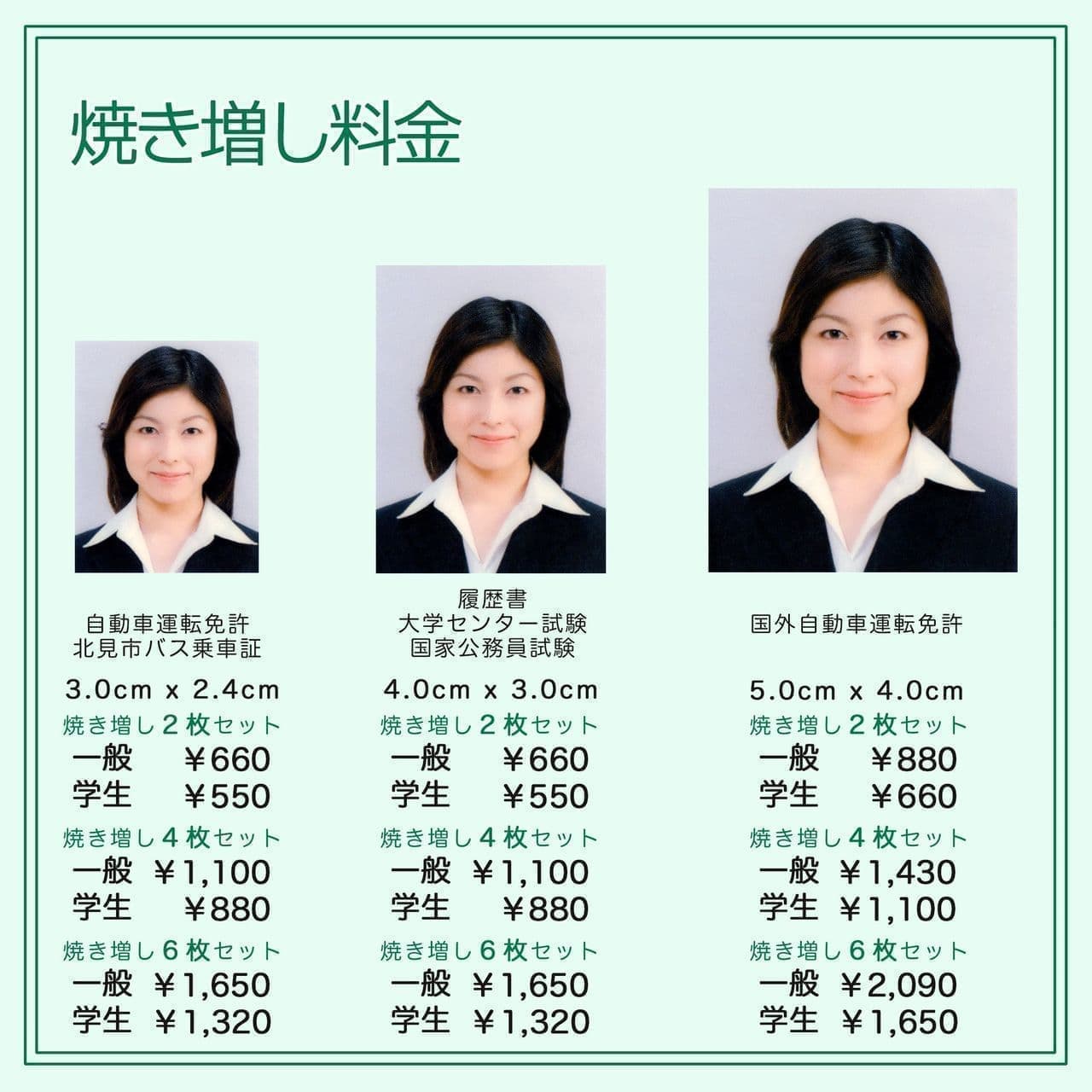 証明写真の価格