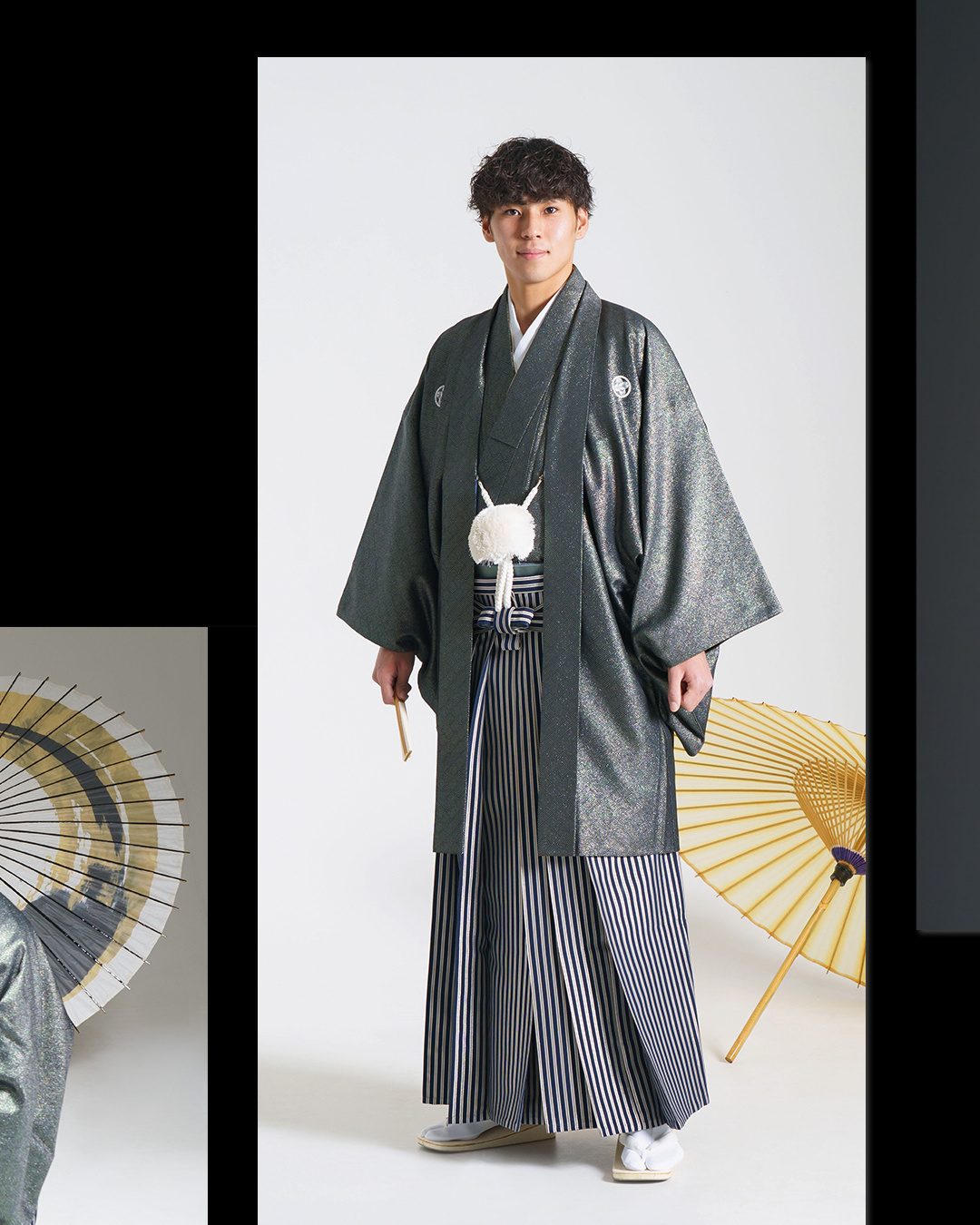 北見市　フォトスタジオいわぶち　男の成人式　紋付き　スーツ